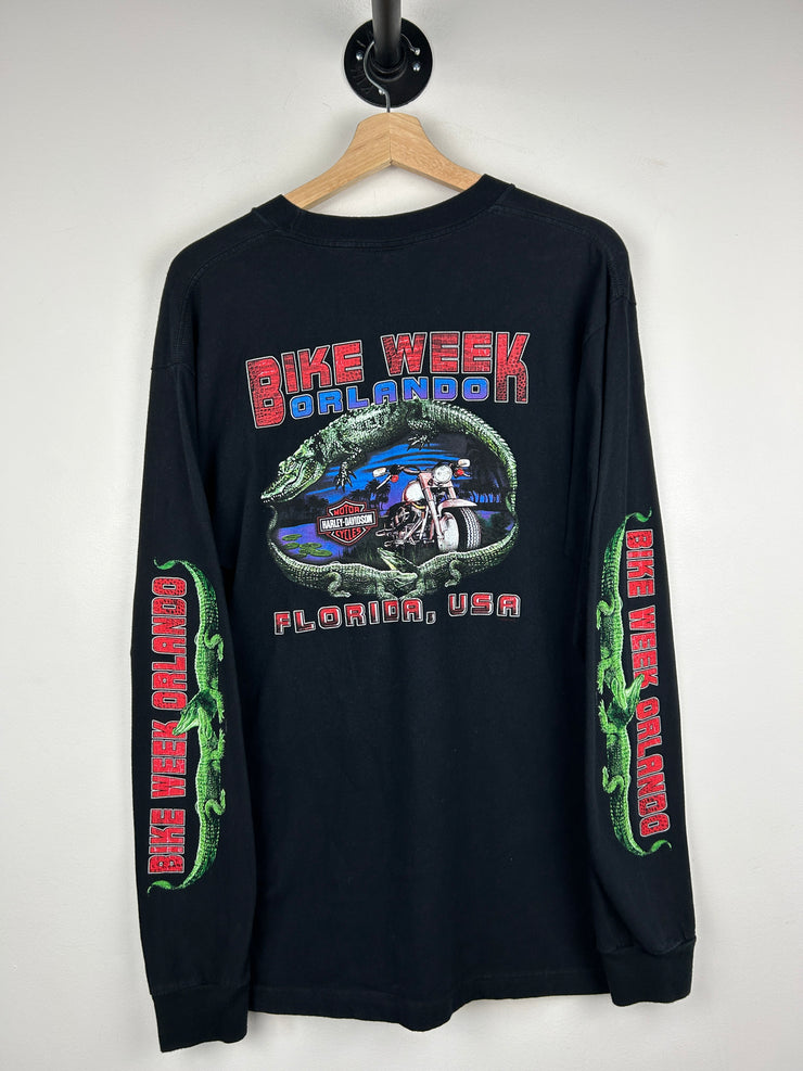 Vintage Harley Davidson Alligator Florida Black Long Sleeve