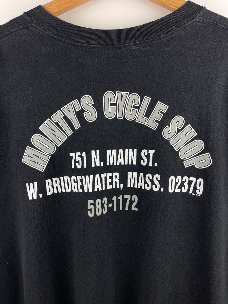 Vintage 90s Harley Davidson Eagle Massachusetts Black Tee