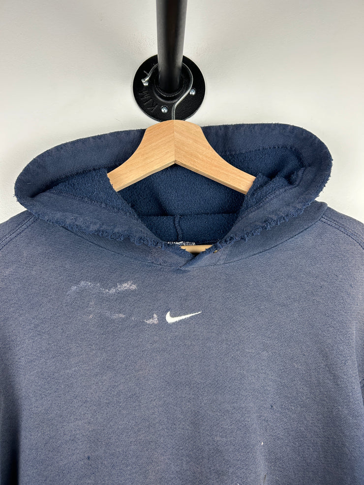 Vintage Nike Middle Swoosh Thrashed Navy Hoodie