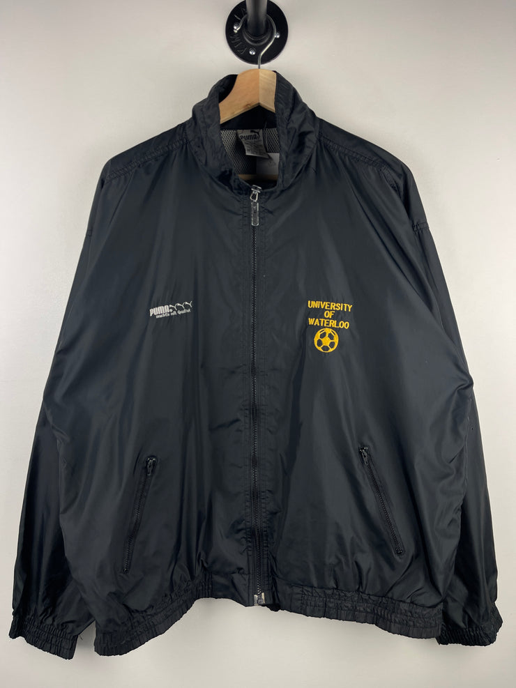 Vintage 90s Puma University Of Waterloo Soccer Black Windbreaker