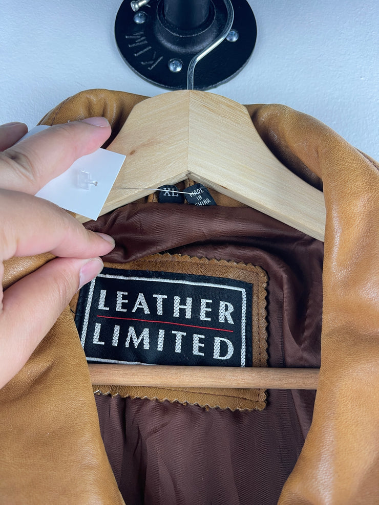 Vintage 90s Leather Limited Light Brown Leather Bomber Jacket
