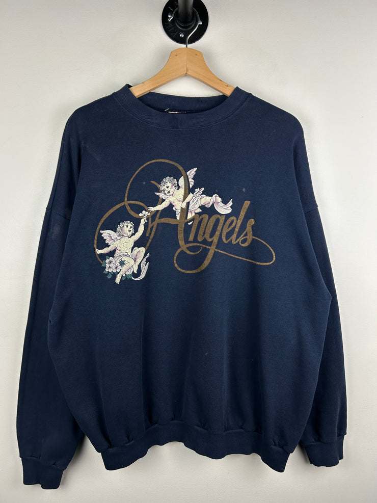 Vintage 90s Angels Faded Navy Crewneck