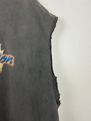 Vintage 2002 Harley Davidson Flames Maryland Thrashed Black Cut Off Tank Top