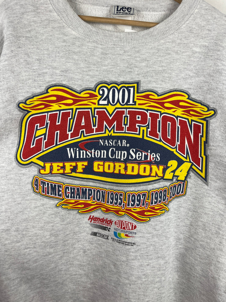 Vintage 2001 Nascar Lee Sport Jeff Gordon Champion Grey Crewneck