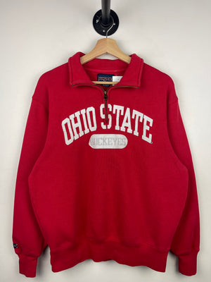 Vintage Jansport Ohio State Buckeyes University Red Quarter Zip Sweater