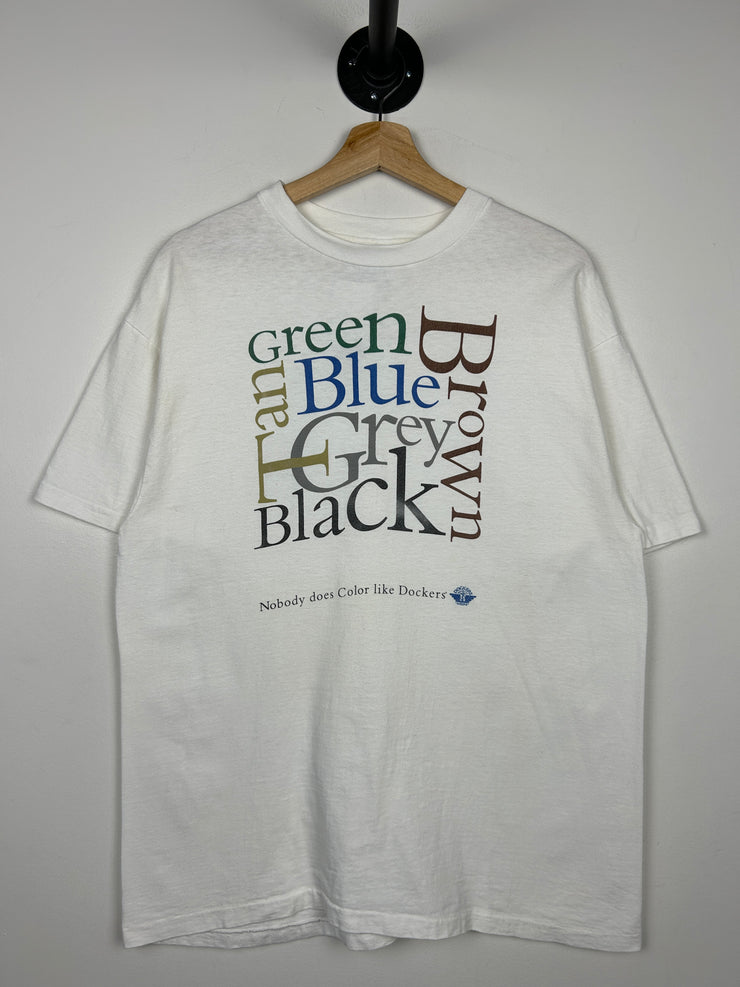 Vintage 90s Dockers Nobody Does Colour Like White Art Tee
