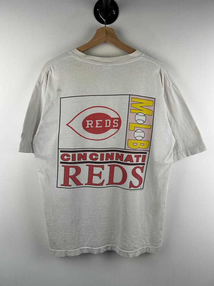 Vintage 90s MLB Logo 7 Cincinnati Red White Tee