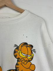 Vintage 90s Garfield TV Show Promo Big Spellout White Crewneck