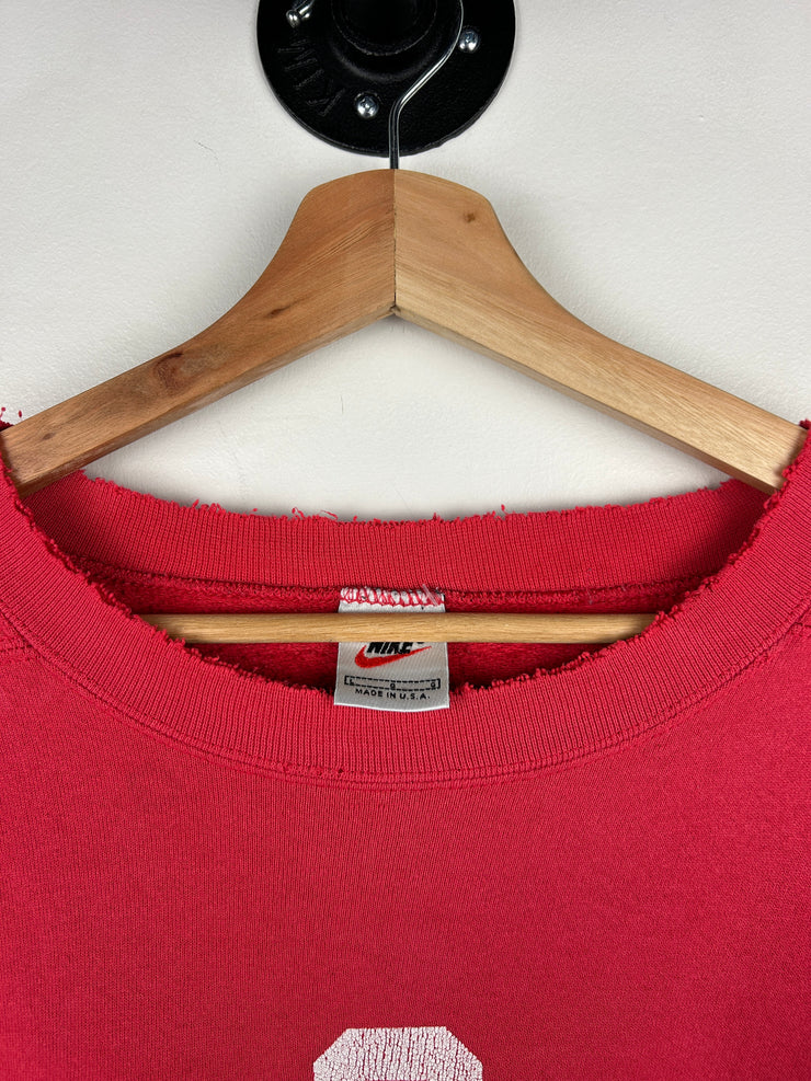 Vintage 90s Nike Ohio State Football Distressed Red Crewneck