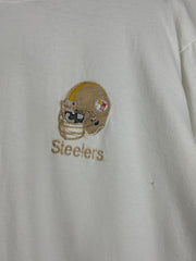 Vintage 90s NFL Russell Athletic Pittsburgh Steelers Embroidered White Tee