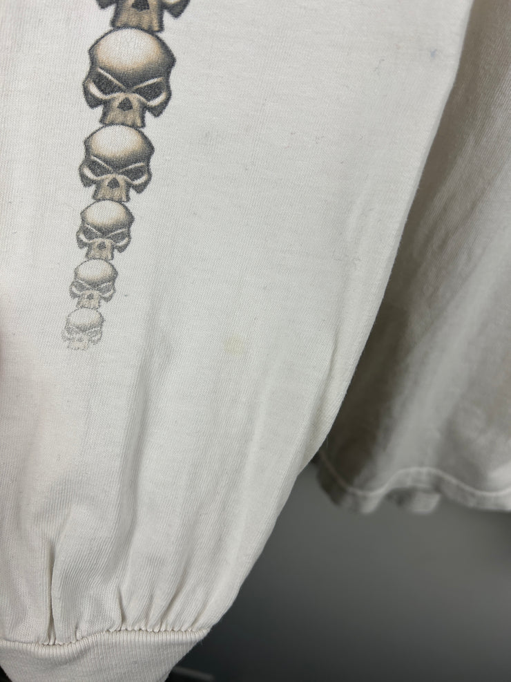 Vintage 2003 Harley Davidson Skulls White Long Sleeve