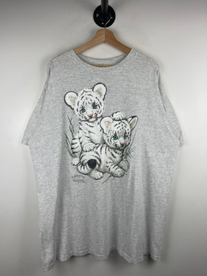 Vintage 90s Endangered Young'uns White Tigers Grey Tee