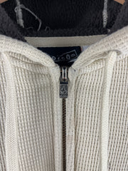 Vintage Y2K Volcom Skateboards Cream Thermal Zip Up Hoodie