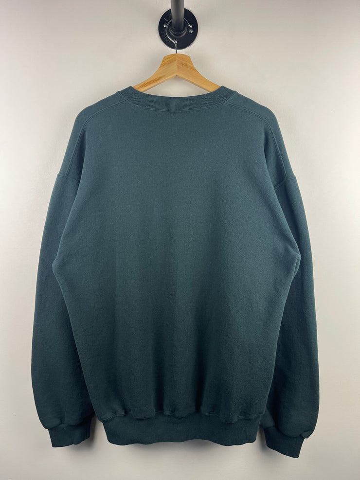 Vintage 90s Russell Athletic Blank Green Crewneck