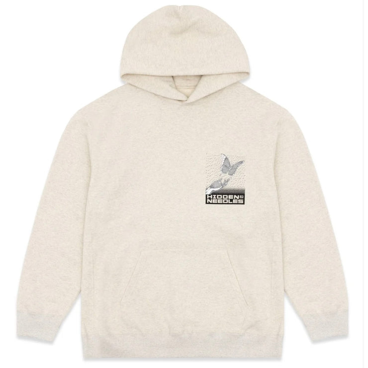 Hidden NY X Needles Pixel Butterfly H Logo Oatmeal Hoodiea