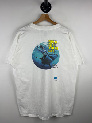 Vintage 90s American Express Max Out Your Life Not Your Credit White Tee