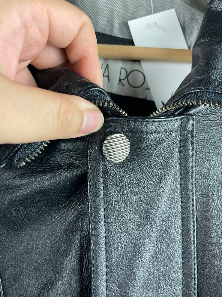 Vintage 90s Joshua Ross Black Leather Bomber Jacket