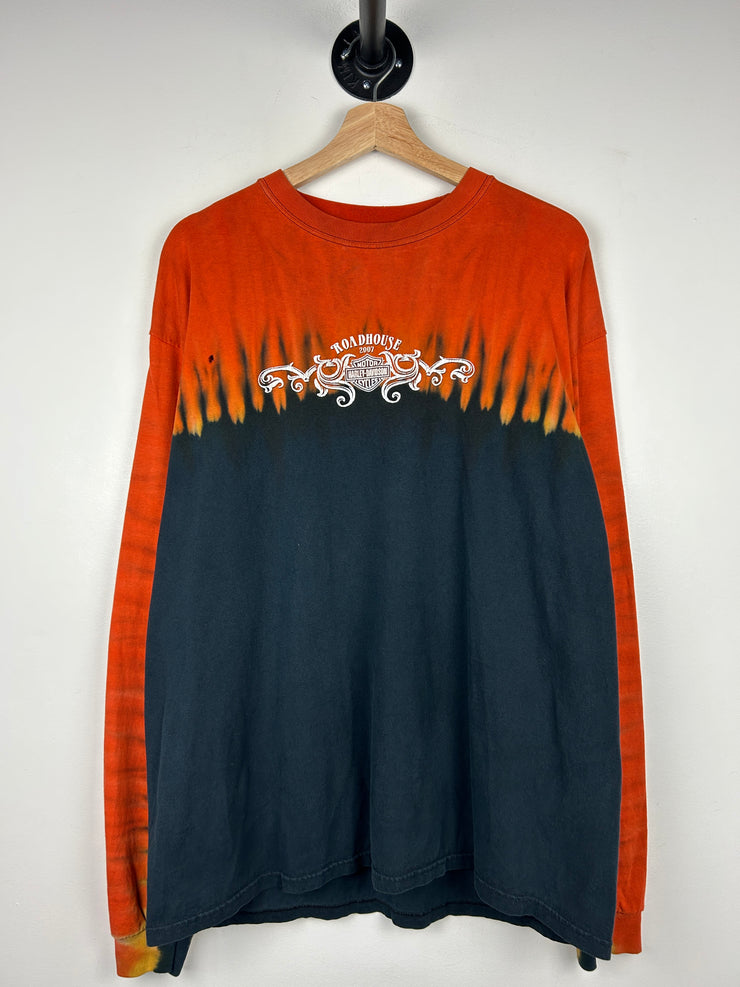 Vintage Harley Davidson Black & Orange Tie Dye Long Sleeve