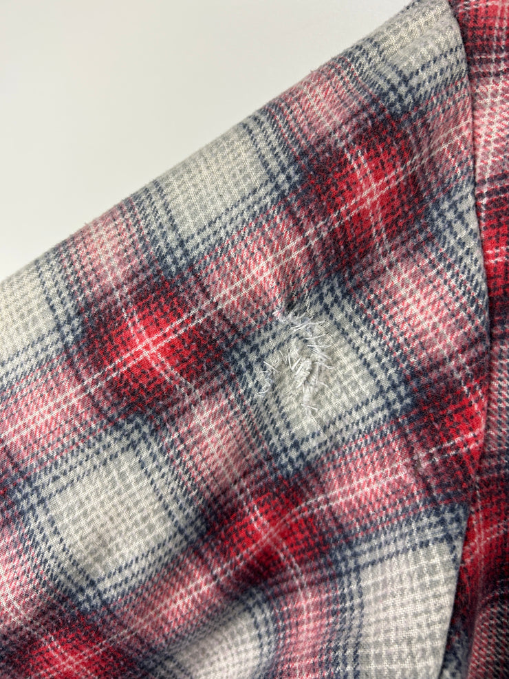 Vintage 70s Sears Made In USA Red & White Checkered Flannel Shirt