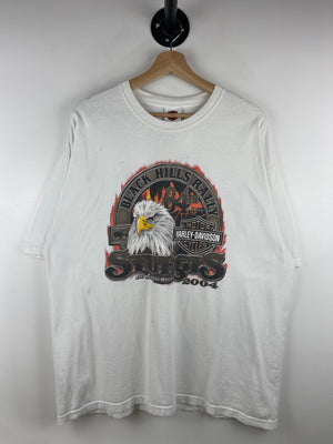 Vintage 2004 Harley Davidson Sturgis Black Hills Rally Flames Eagle White Tee