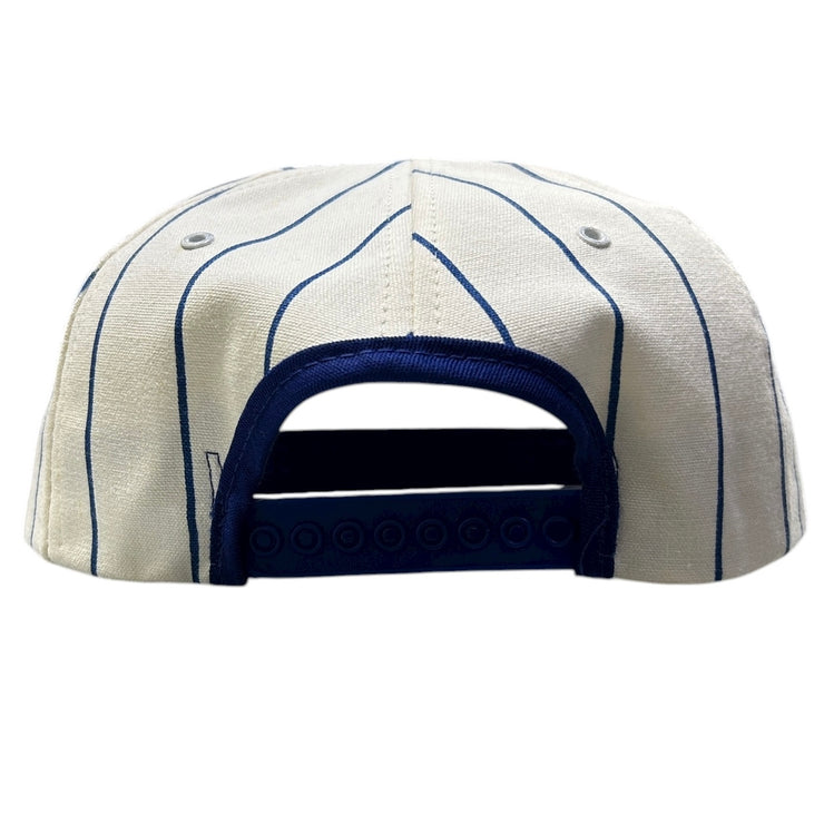 Vintage 90s Labatt Blue Beer Slo Pitch White Pin Stripe Snapback Hat