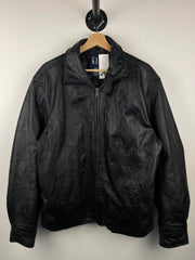 Vintage 90s Gap Cropped Straight Cut Black Leather Jacket