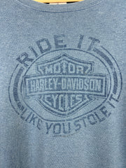 Vintage Harley Davidson Ride It Like You Stole It Blue Tee