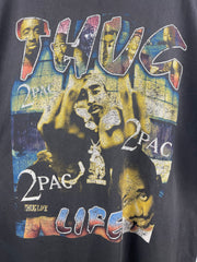 Vintage 90s Tupac Shakur 2Pac Thug Life Black Rap Tee