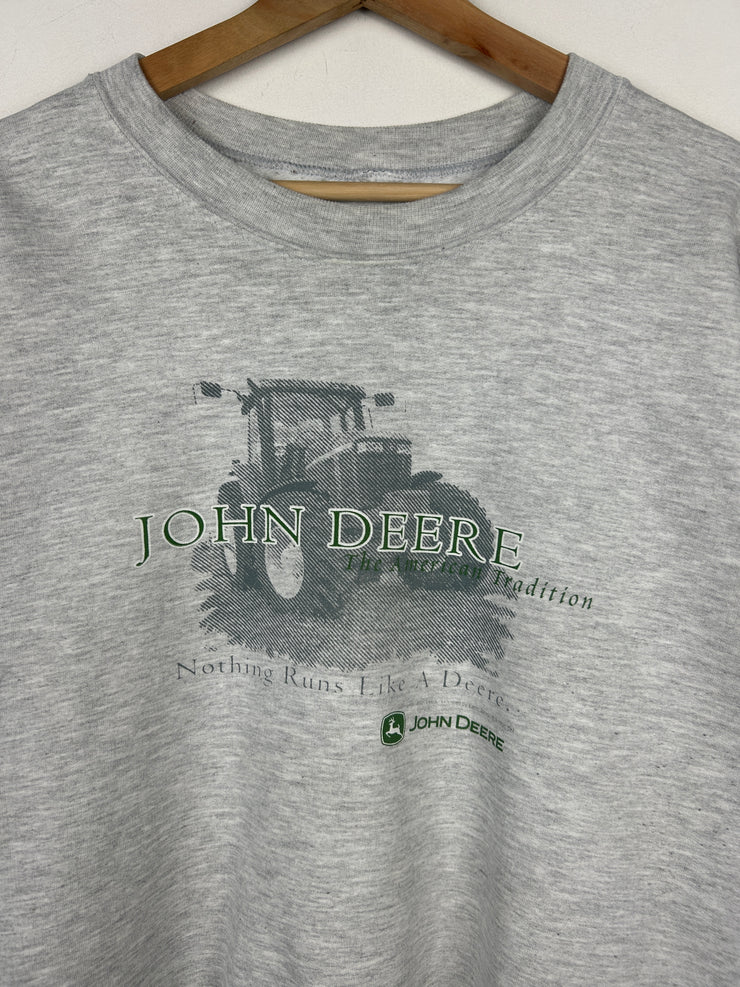 Vintage 90s John Deere Nothing Runs Like A Deere Grey Crewneck