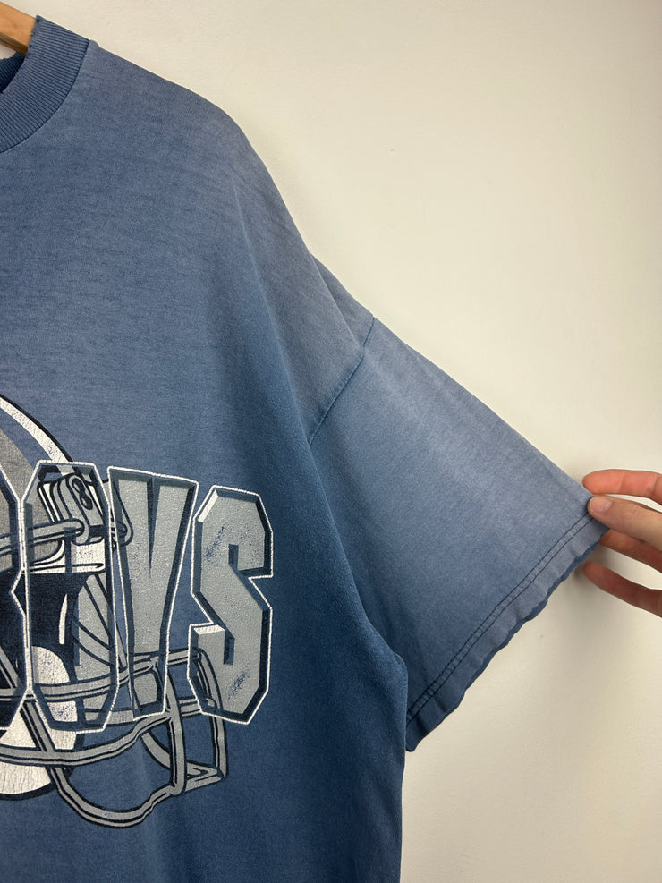 Vintage 90s NFL Dallas Cowboys Helmet Faded Blue Tee