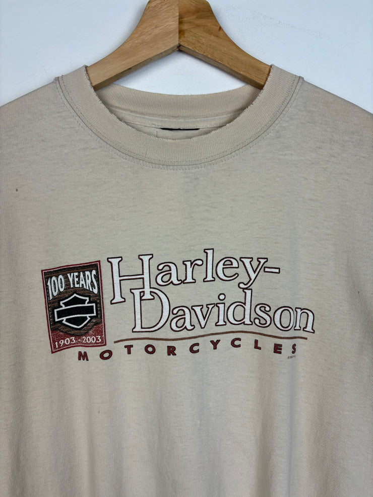 Vintage 2003 Harley Davidson Perth Cream Tee