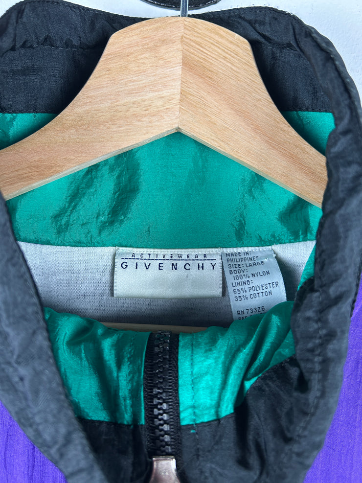 Vintage 90s Givenchy Activewear Black & Purple Windbreaker