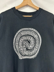 Vintage 1992 Celtic Designs Serpent Art Black Tee