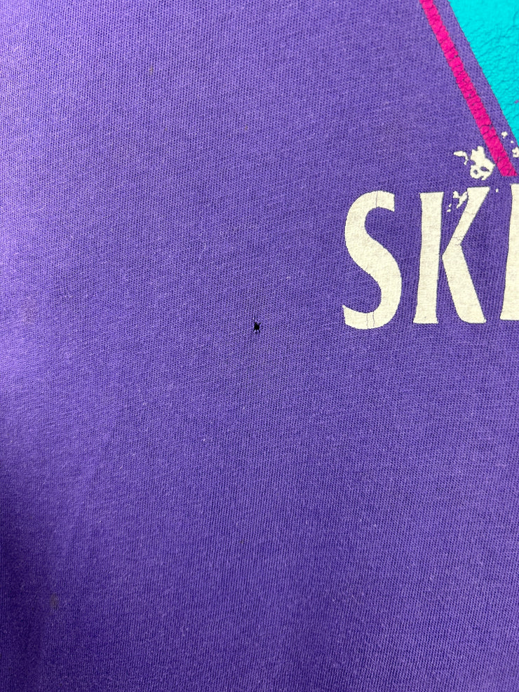 Vintage 90s Banff Skiing Rocky Mountains Purple Tee