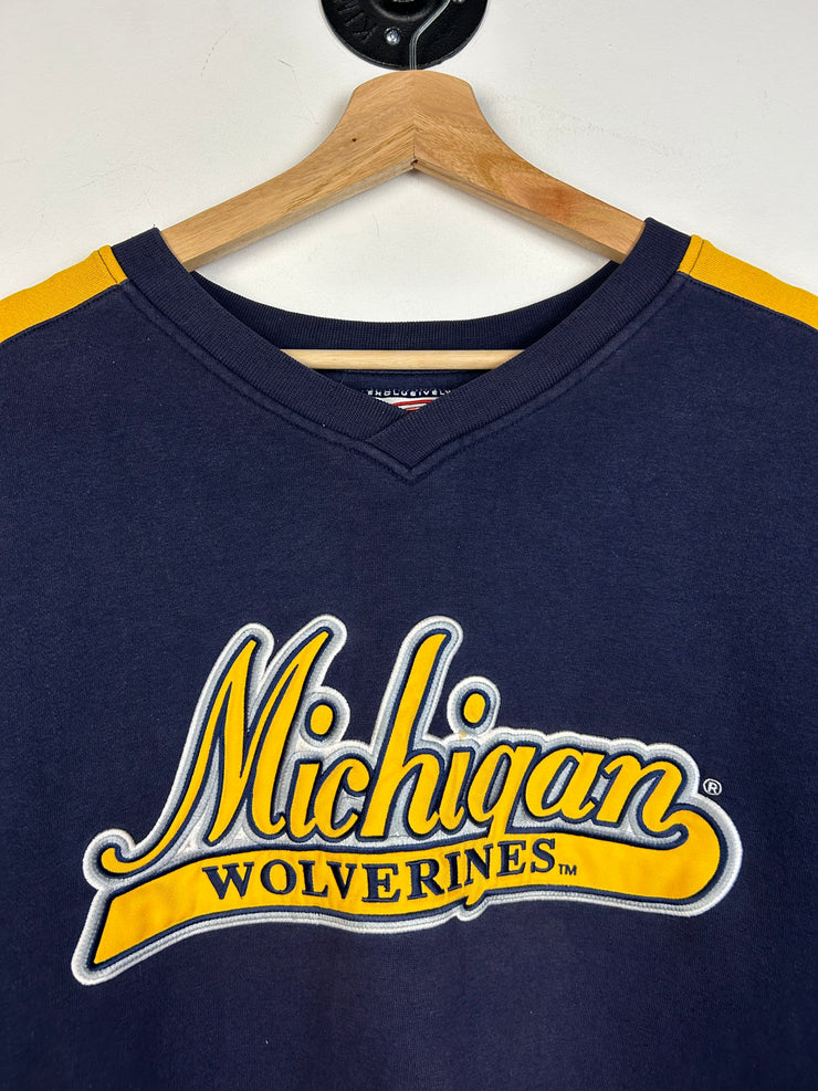 Vintage Michigan Wolverines Embroidered Navy Crewneck