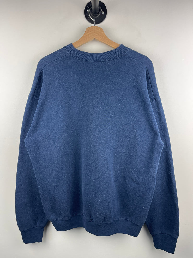 Vintage 90s Disney Mickey & Co Donald Duck Goofy Mickey Embroidered Navy Crewneck