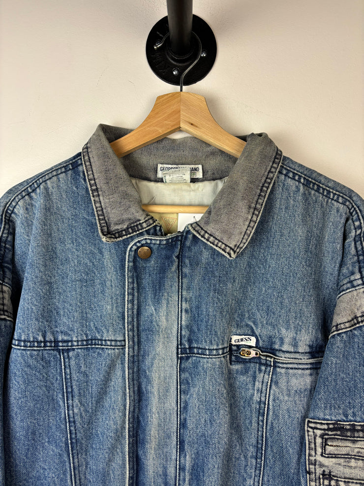Vintage 80s Guess George Marciano Blue & Grey Denim Jacket