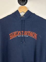 Vintage Harley Davidson Embroidered Navy Hoodie