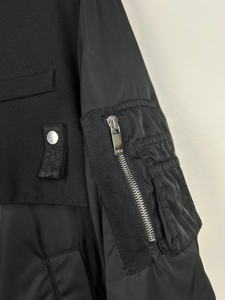 Dior X Sacai FW21 Black Hybrid Zip Up Bomber Jacket