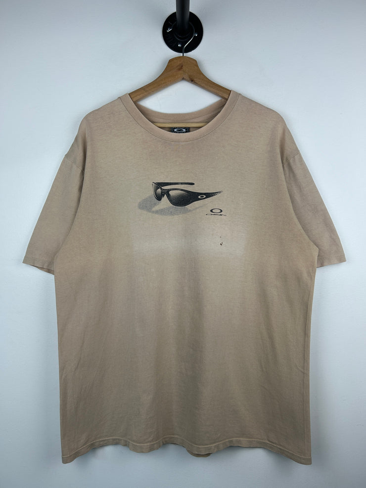 Vintage 90s Oakley Software Sunglasses Faded Beige Tee