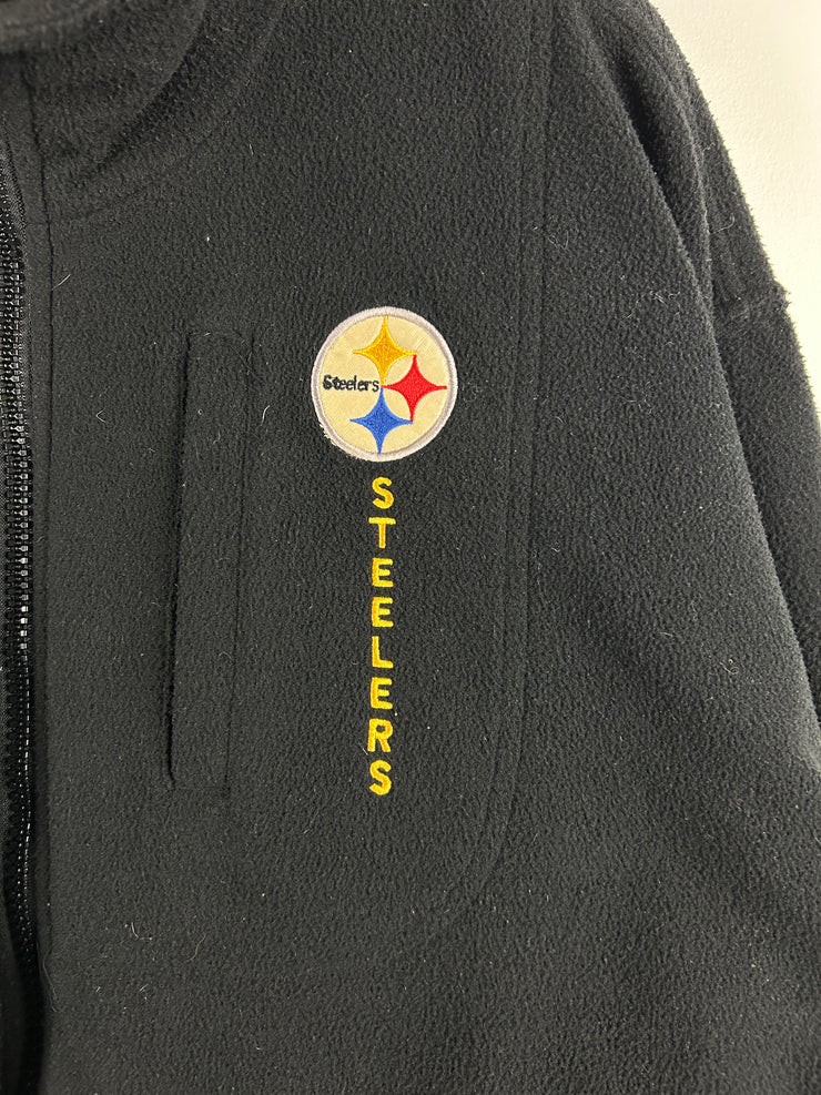 Vintage 90s NFL Pro Player Pittsburgh Steelers Fleece Black Reversible Jacket