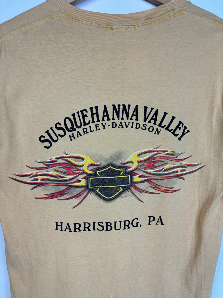 Vintage 2001 Harley Davidson Harrisburg Yellow Tee