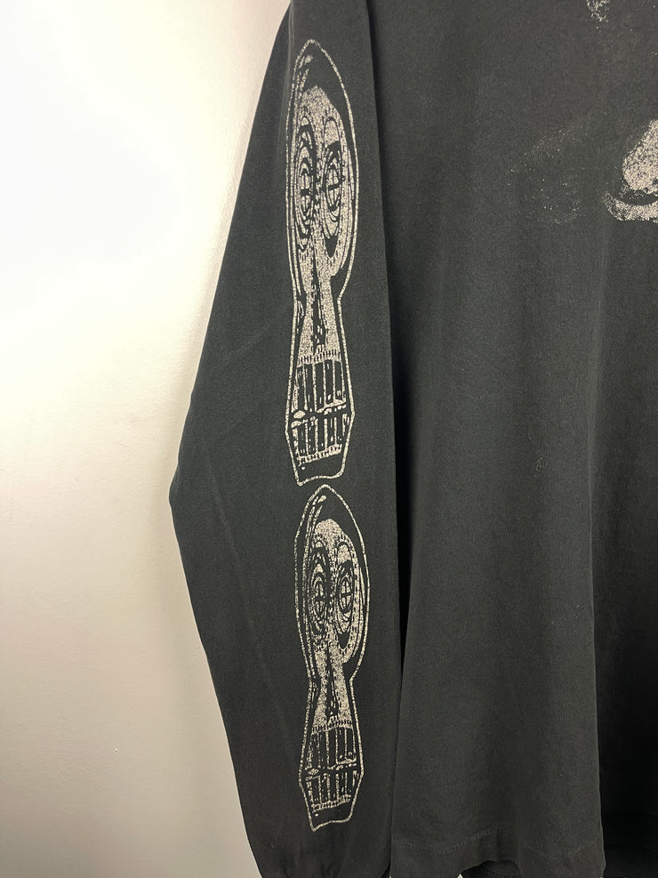 Vintage 90s Old Ghosts Skeleton Who Will F*ck Up In The Name Of God Black Long Sleeve