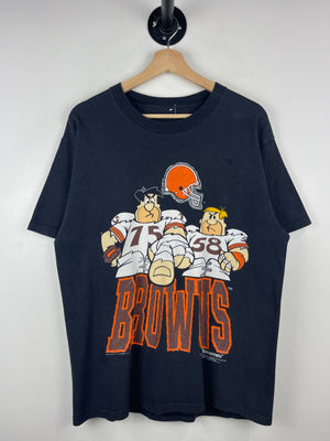 Vintage 90s NFL Cleveland Browns Flintstones Black Tee