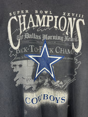Vintage 90s NFL Dallas Cowboys Super Bowl Champions Faded Black Tee