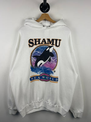 Vintage 90s SeaWorld Shamu Orca Whale White Hoodie