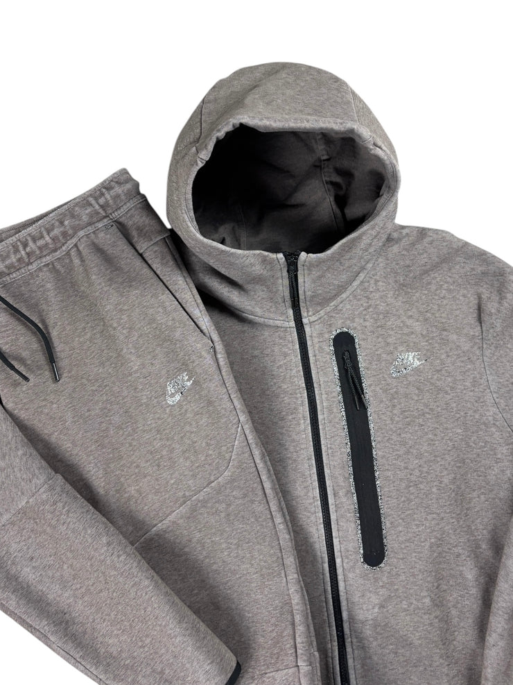 Nike Tech Fleece Light Brown Zip Up Hoodie & Sweatpants Set