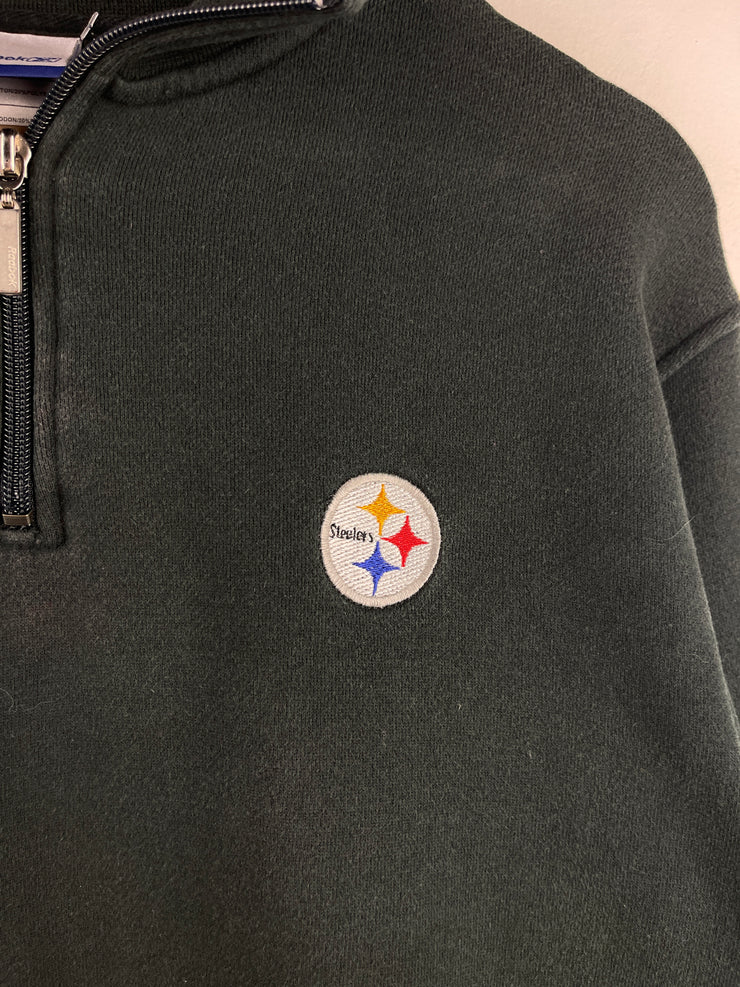 Vintage NFL Reebok Pittsburgh Steelers Black Quarter Zip Sweater