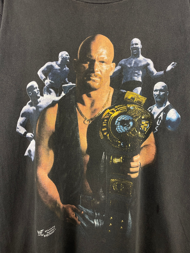 Vintage 90s WWF Stone Cold Steve Austin Rules Black Tee