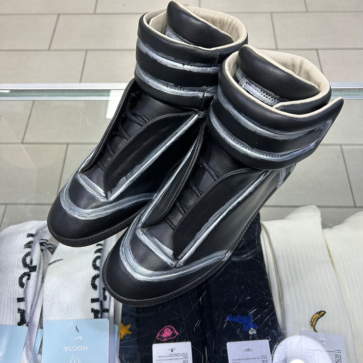 Maison Margiela Future Black & Silver High Top Sneakers